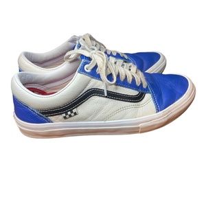 Vans Leather White and Blue Mens Size 9